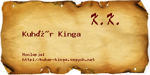 Kuhár Kinga névjegykártya